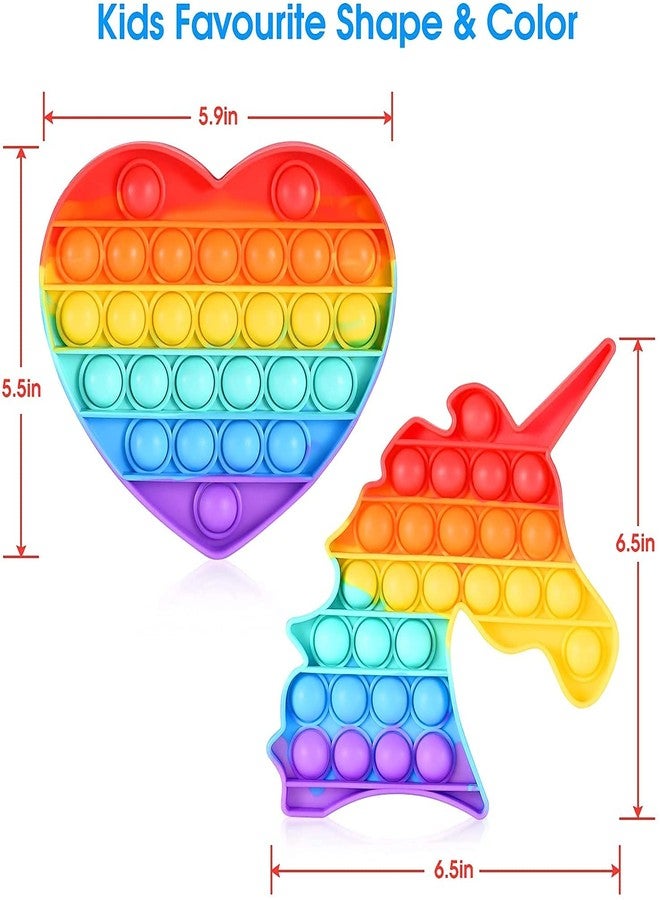 STOFFIER GARTEN Pop It Fidget Toys,Push Pop Bubble Fidget Sensory Toy,Autism Special Needs Silicone Fidget Toy Sensory Toys Novelty Gifts for Girls Boys Kids Adults (Heart + Unicorn) - Image 4